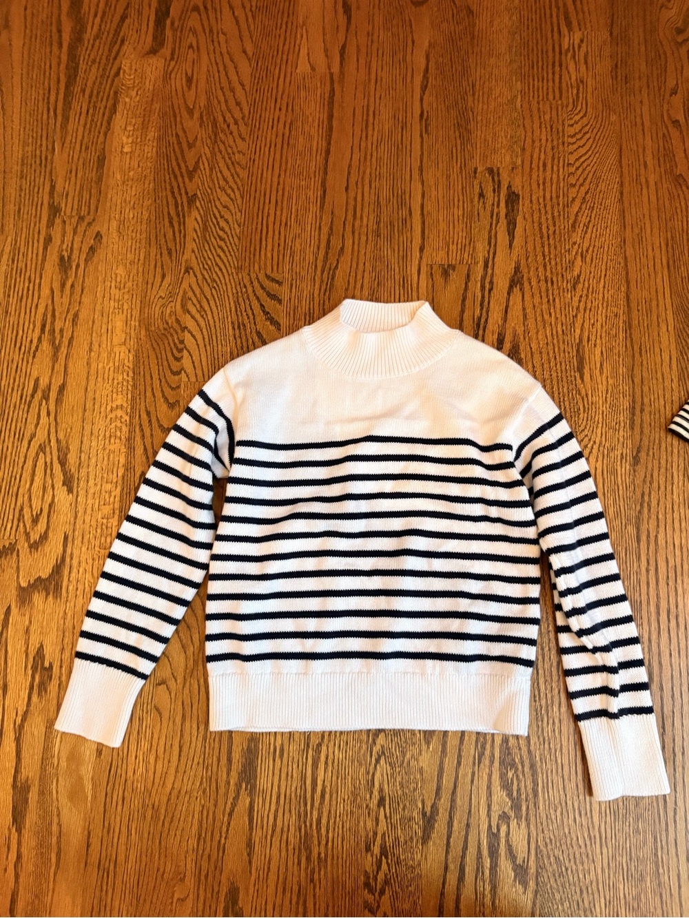Crewcuts White and Black Striped Cowl-Neck Sweater